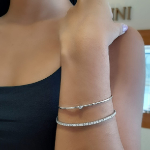 Pulseira com Brilhante em Ouro Branco 18K