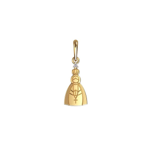 Pingente Ouro Amarelo 18K Nossa Senhora Aparecida diamante 0.005ct