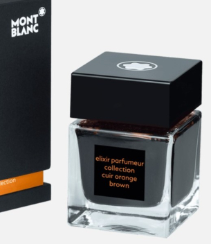 Frasco de tinta Montblanc 50 ml, Elixir Parfumeur, fragrância Cem Ouro, Laranja marrom