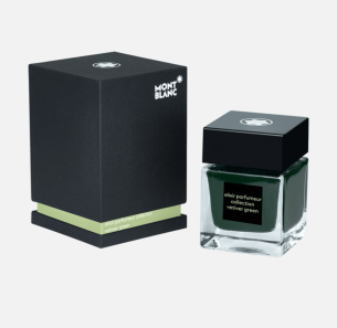 Frasco de tinta Montblanc 50 ml, Elixir Parfumeur, fragrância Vetiver, verde