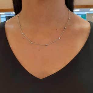 Gargantilha em Ouro Branco 18k com Diamantes