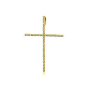 Pingente Ouro Amarelo 18K cruz com Diamantes